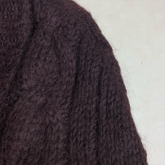 April Cornell For Cornell Trading Womens OS Brown Cable Knit Shawl Poncho Fringe - Picture 10 of 12